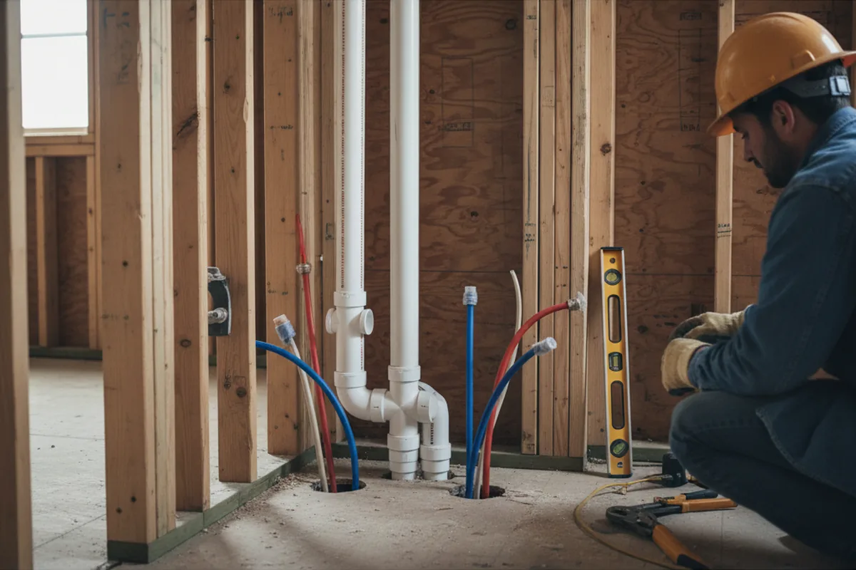 Drain and supply rough-in during Toilet Repair and Installation in Pine