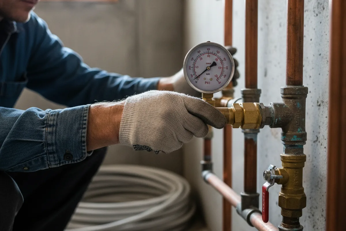 Pressure testing a repaired line during Water Line Repair in Pine